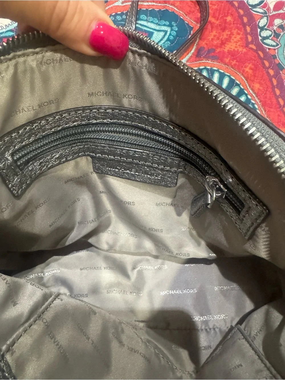 Michael Kors Gray Metallic Interior Crossbody